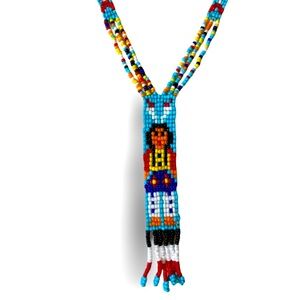 Vintage Glass Seed Bead Indian Necklace